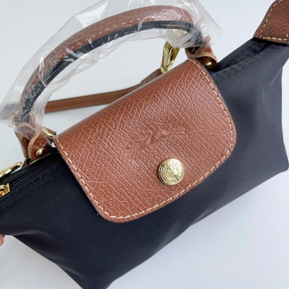 Longchamp Black Mini Bag with Brown Accents - Picture 5 of 6